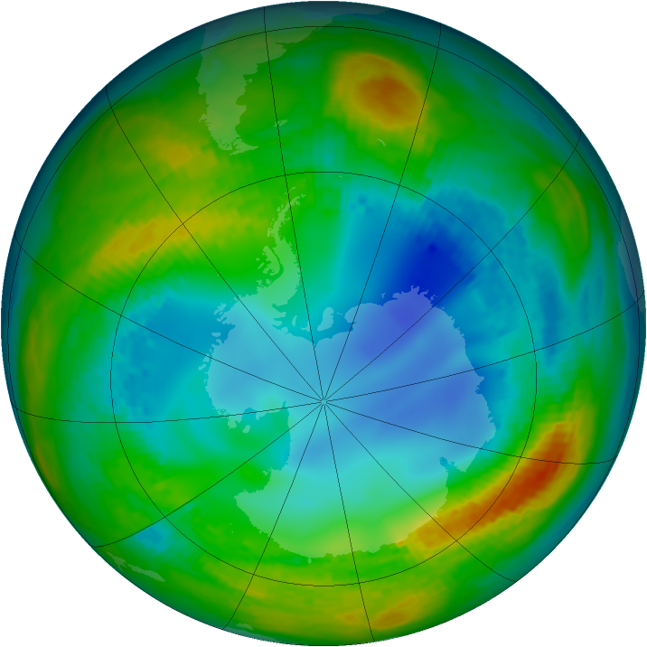Antarctic ozone map for 01 August 2002